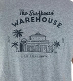 RETRO SURFBOARD WAREHOUSE T-SHIRT - GREY